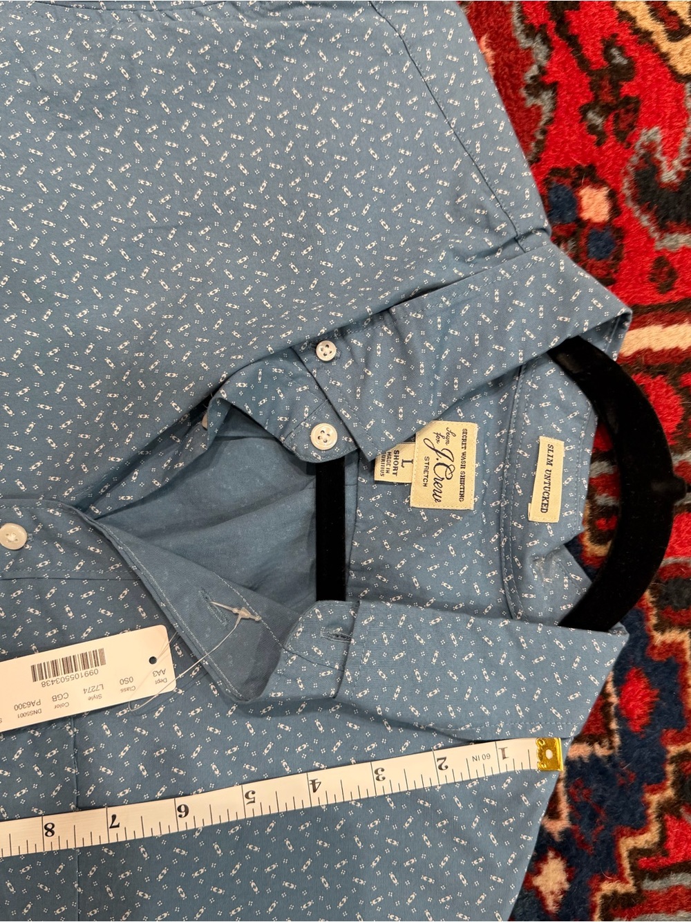 J. Crew Men’s Light Blue Tiny White Floral Button-Down Shirt